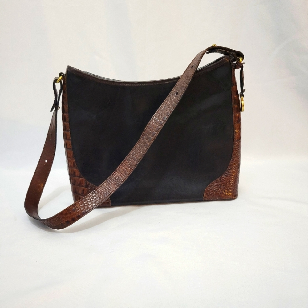 Brahmin Vintage Croc Embossed Leather Shoulder Bag